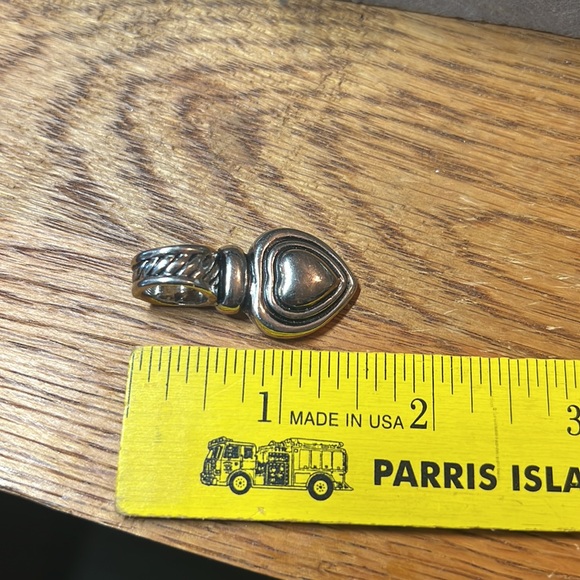 Costume Silver-tone & Gold-tone Heart With Black Outline Pendant 👠 - Picture 11 of 13